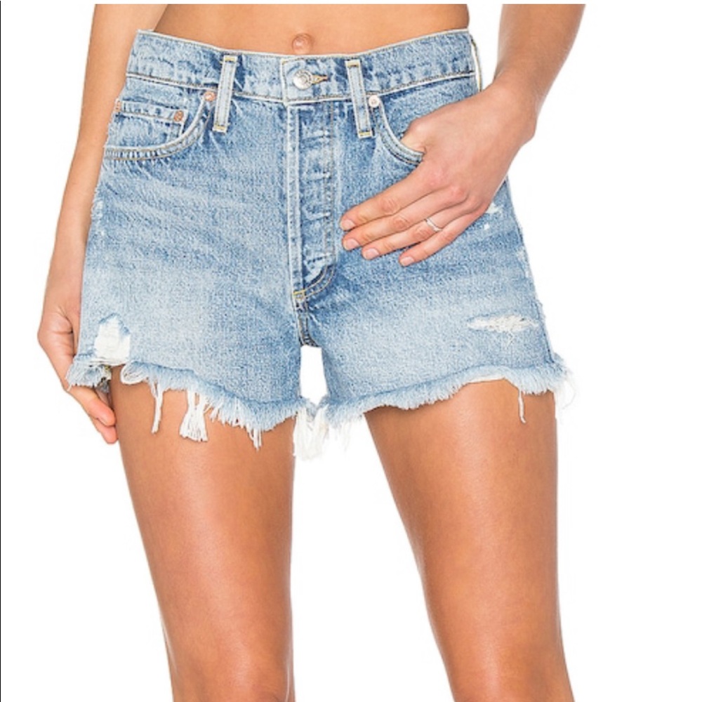 AGOLDE Parker Vintage Cut Off Shorts- Medium Denim